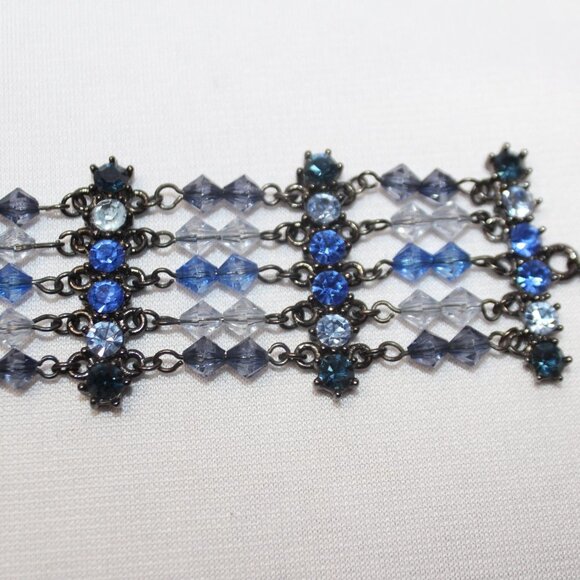 Various Blue Rhinestone, Bead and Chain Bracelet - Picture 6 of 9
